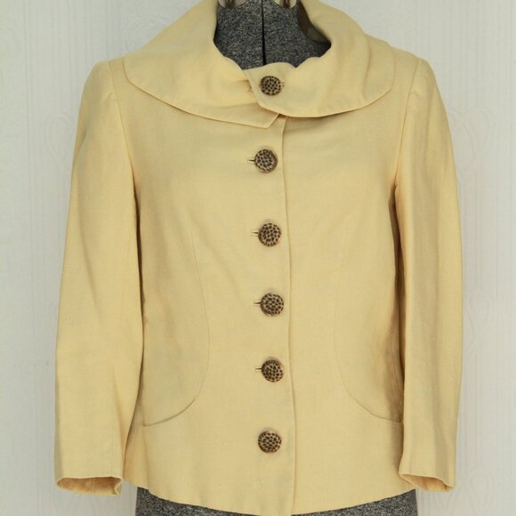 60's summer Jacques Heim linen cropped jacket - Picture 1 of 3